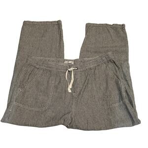 Juniper & Lime Black White Stripe Wide Leg Linen Blend Pants Women's L Large